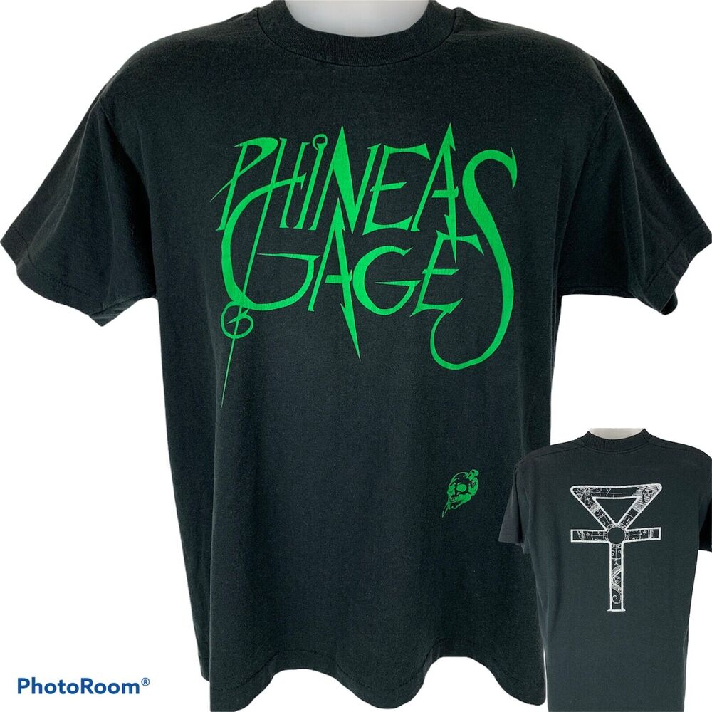 Vintage 90s Phineas Gage T Shirt Arizona Heavy Metal Band USA Made Black L Large